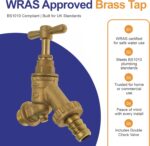 PlumbEZ WRAS 1/2" Brass Garden Tap with Double Check Valve (BS1010) - Image 3