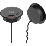 15W Black Wireless Charger with Dual USB Ports