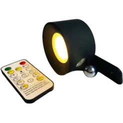 Black Round Dimmable CCT Wall Sconce Light With Remote