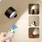 Black Round Dimmable CCT Wall Sconce Light With Remote – view 3