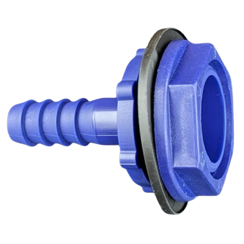 DLS 10mm Straight Connector (3/4″ B.S.P) Blue c/w Nut & Washer
