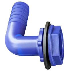 DLS 20mm Angled Connector (3/4″ B.S.P) Blue c/w Nut & Washer