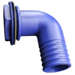 DLS 40mm Angled Connector (1 1/4″ B.S.P) Blue c/w Nut & Washer