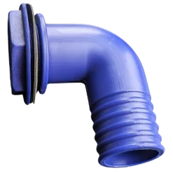 DLS 40mm Angled Connector (1 1/4″ B.S.P) Blue c/w Nut & Washer