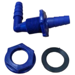 DLS ½” Hose Bulkhead Fitting Elbow – Blue – view 2
