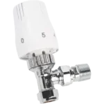 Eco Angle Thermostatic Valve & TRV Head – White