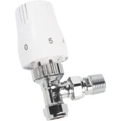 Eco Angle Thermostatic Valve & TRV Head – White