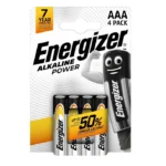 Energizer AAA LR03 Alkaline Power Batteries (4 Pack)