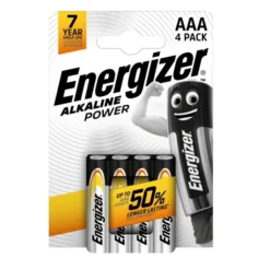 Energizer AAA LR03 Alkaline Power Batteries (4 Pack)