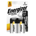 Energizer C LR14 Alkaline Power Batteries (2 Pack)