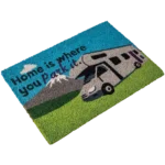 Heavy duty coir Home is where you park it (motor home) mat