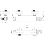 Horizontal Bar Thermostatic Shower Mixer Valve Chrome (Original Italian Version) – view 2