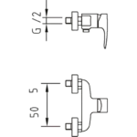 Manual Lever Shower Valve Mixer Chrome 150mm Pipe Centres – view 2