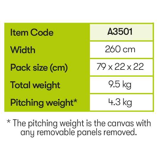 Quest Falcon 260 Poled Porch Awning – view 10