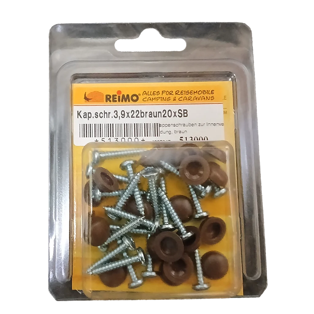 Reimo 3.9x22mm Screws with Brown Cap Covers – Pack of 20 – view 2