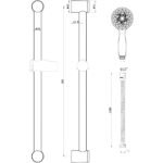 Round Shower Riser Rail Kit with Multi Function Head Chrome – view 3