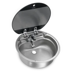 SMEV VA7306FP Round Dometic sink with glass lid