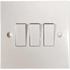 Square Edged 3 Gang 2 Way Switch White
