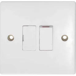 Square Edged 3Amp Switched Fused Spur White
