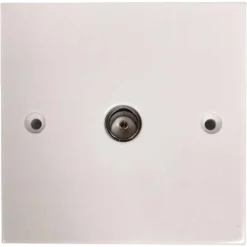 Square Edged Coaxial TV Cocket Single Outlet White