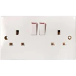 Square Edged Double Switched Socket White