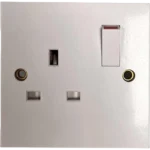 Square Edged Single Switched Socket White