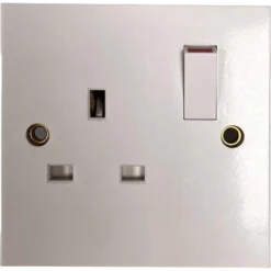 Square Edged Single Switched Socket White