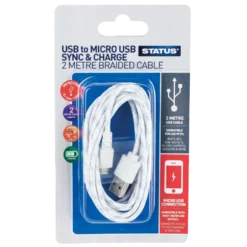 Status Micro USB 2M Braided Charging Cable (6 per box)