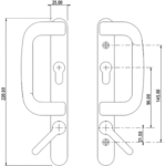 UPVC Inline Patio Door Handle Fuhr Locking White – view 2